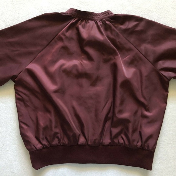 Free People Women Satin Midnight Bomber Full Zip Jacket Maroon Burgundy Red S - Picture 9 of 12